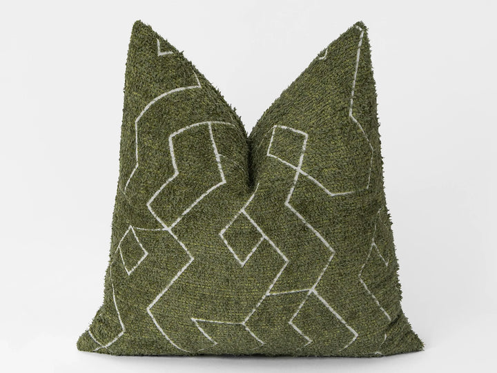 Green and White Geometric Pillow Cover