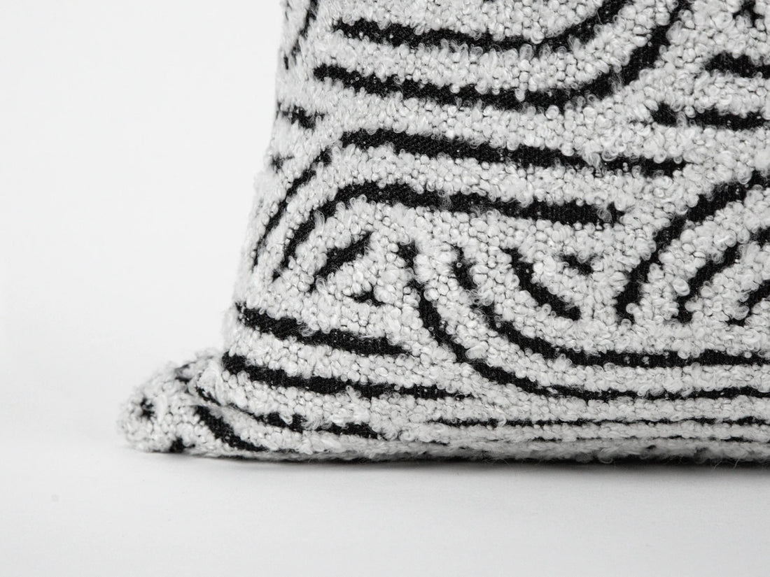 Off White Abstract Geo Textured Pillow Cover