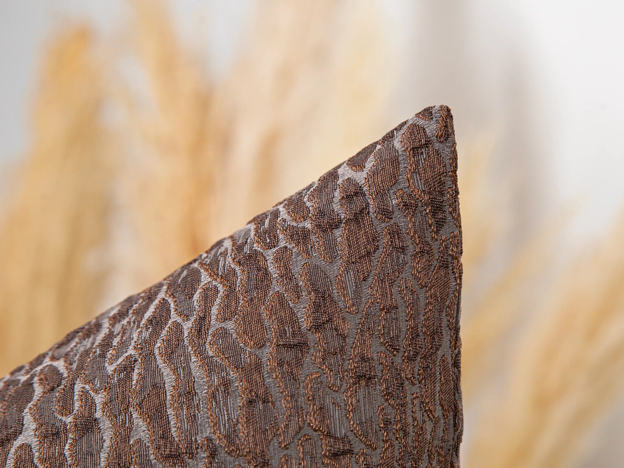 Brown Abstract Jacquard Pillow Cover