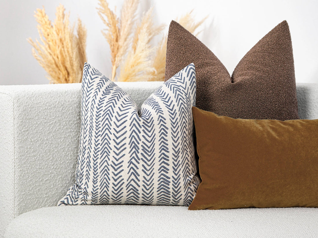 Blue Mudcloth Pillow Cover