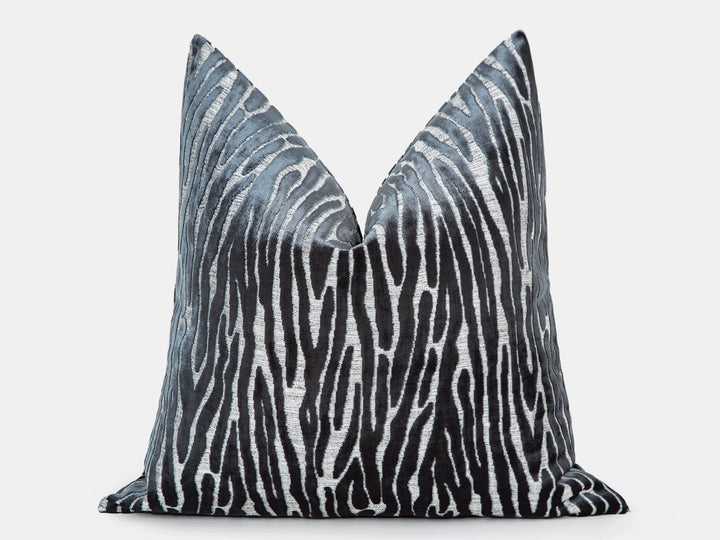 Textured Zebra Velvet Pillow Cover