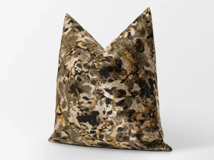 Antique Olive Watercolor Velvet Pillow Cover