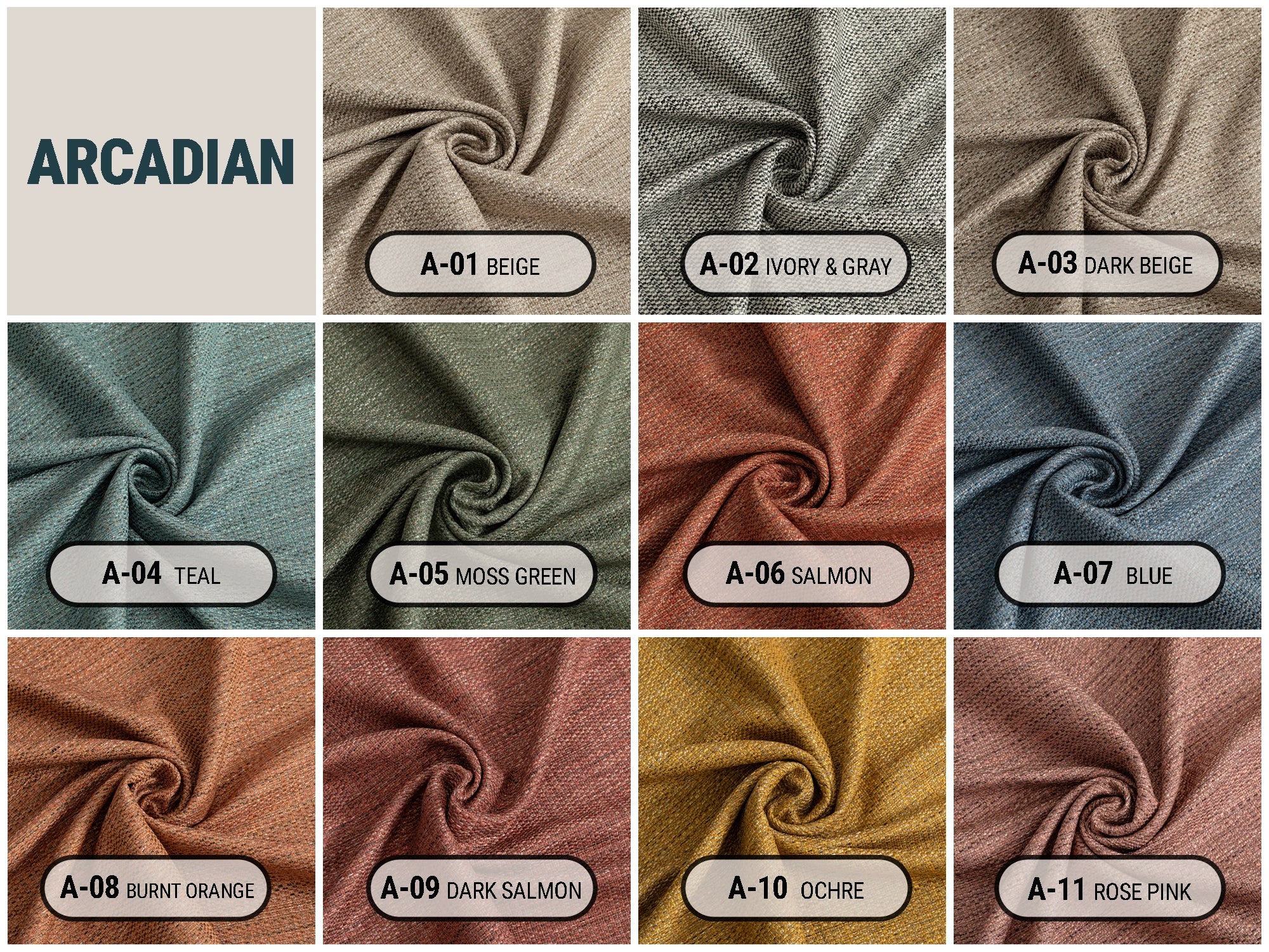 Woven Upholstery Fabrics - 11 Color Options | Arcadian