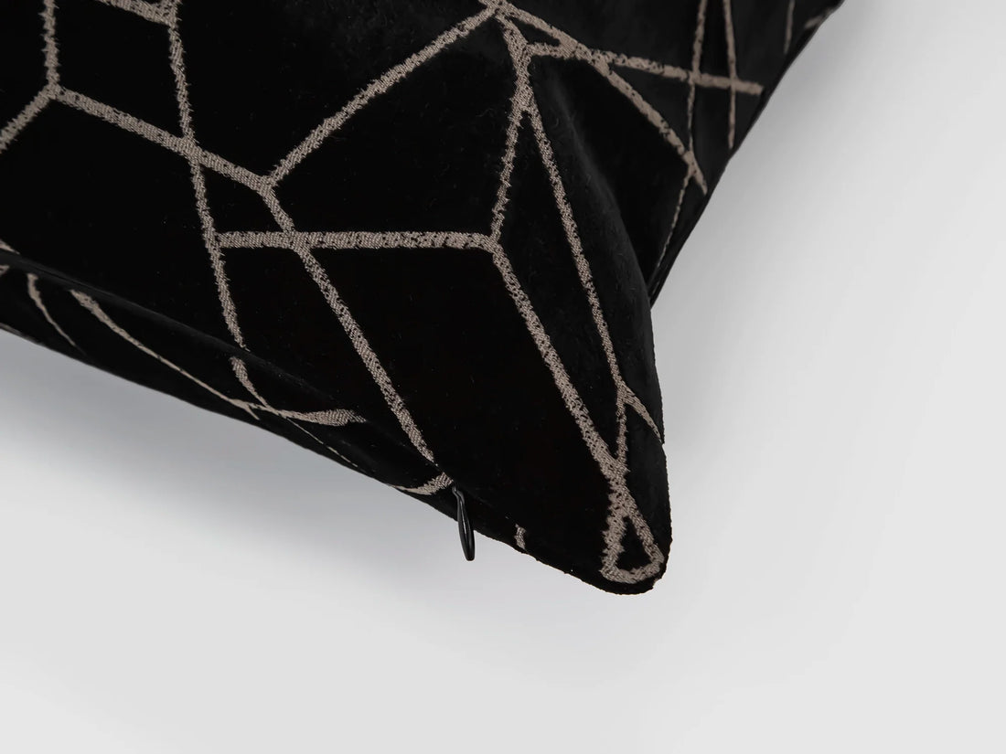 Black Textured Velvet Pillow Cover - Astral