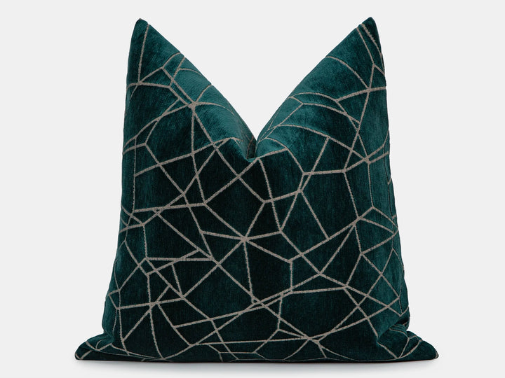 Dark Teal Textured Velvet Pillow Cover - Astral