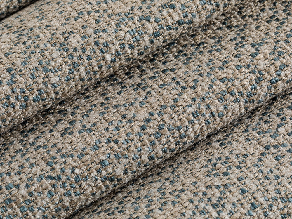 Beige & Blue Upholstery Fabric - Woven & Linen Look