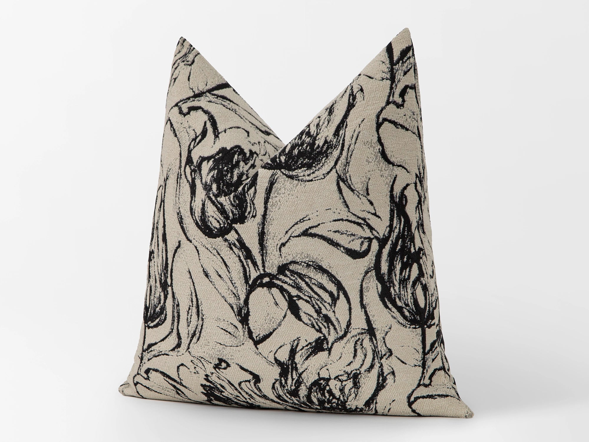 Beige and Black Abstract Woven Pillow Cover