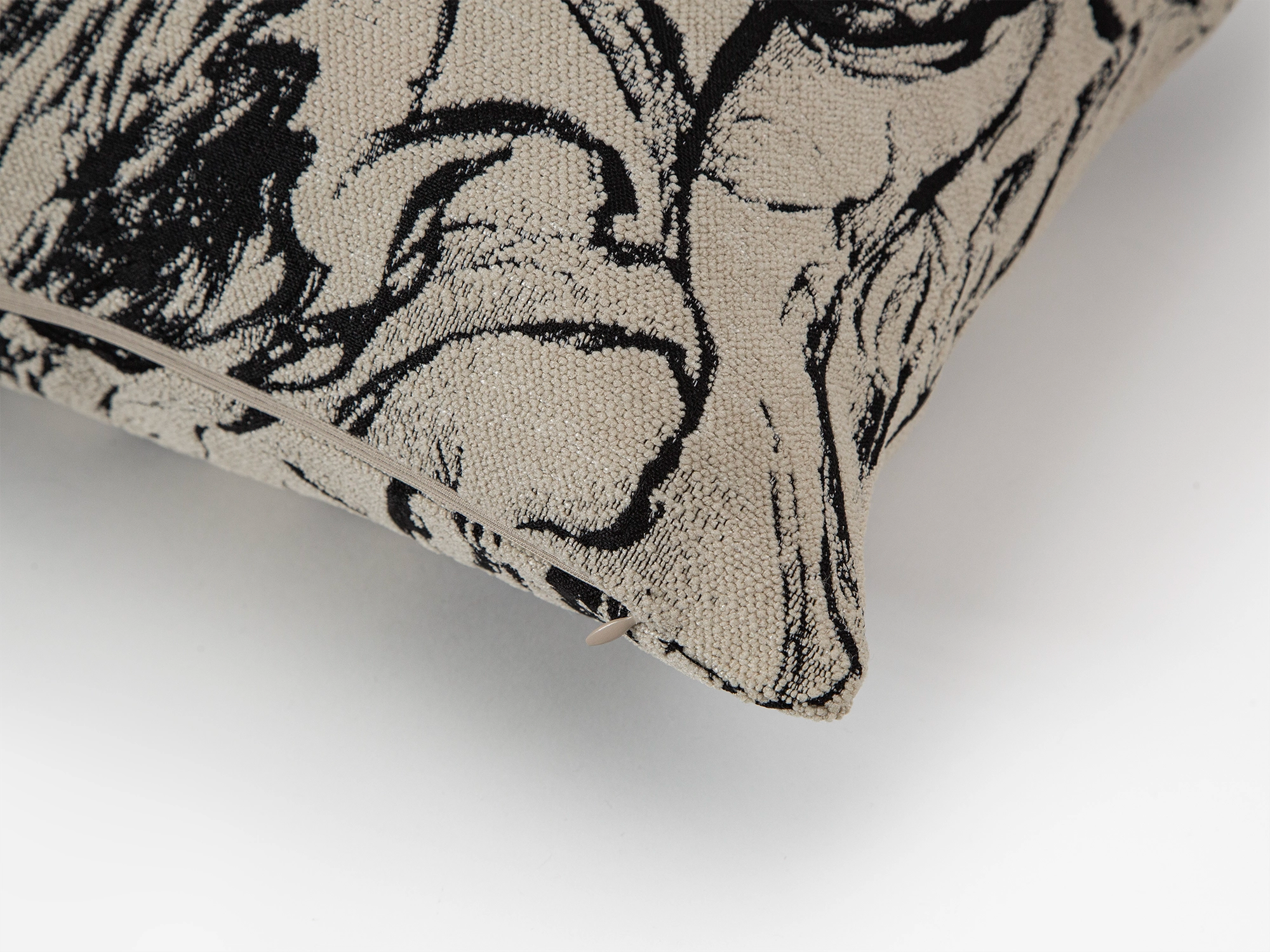 Beige and Black Abstract Woven Pillow Cover