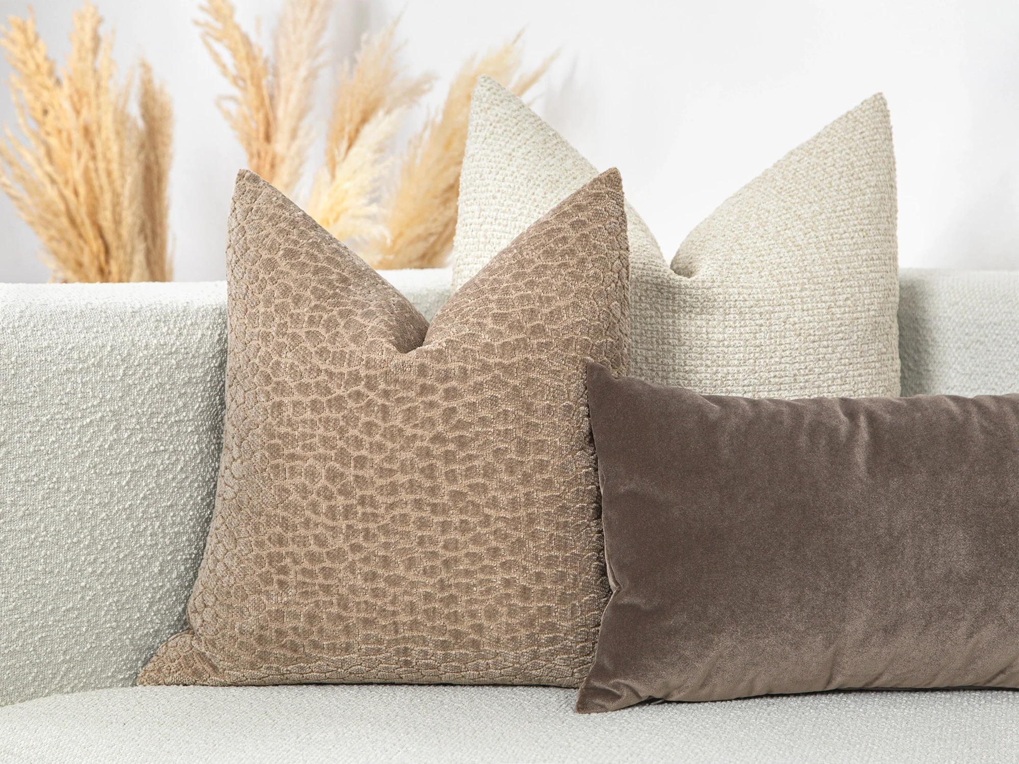 Beige Textured Pillow Cover