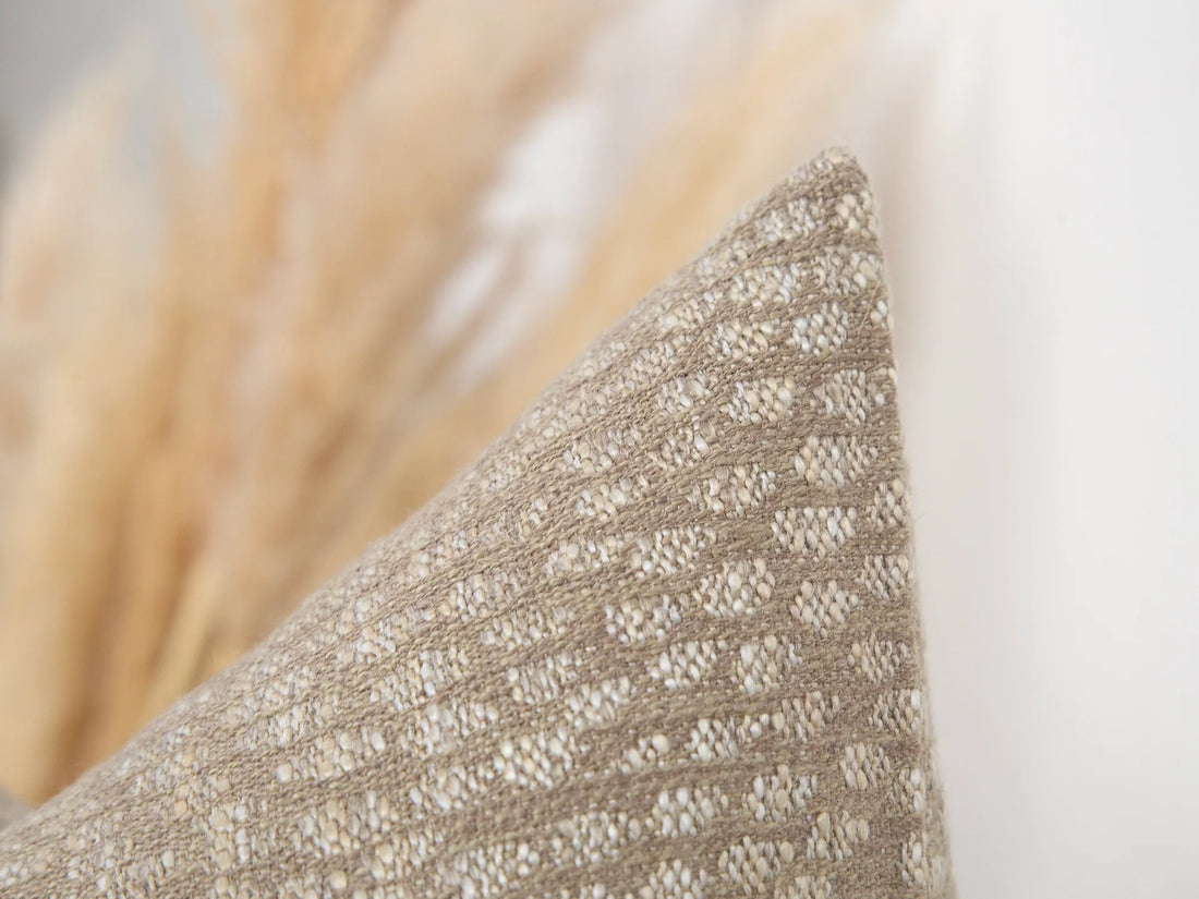 Beige Dotted Woven Pillow Cover