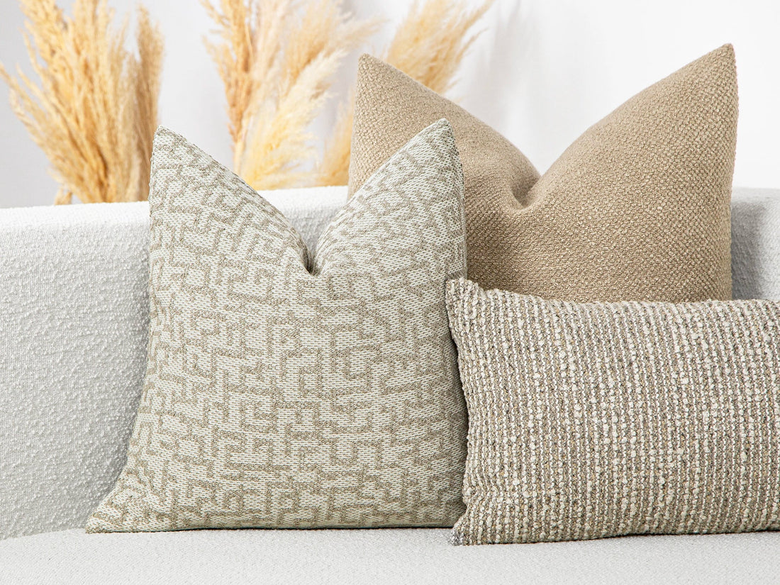 Beige Artisan Geometric Pillow Cover