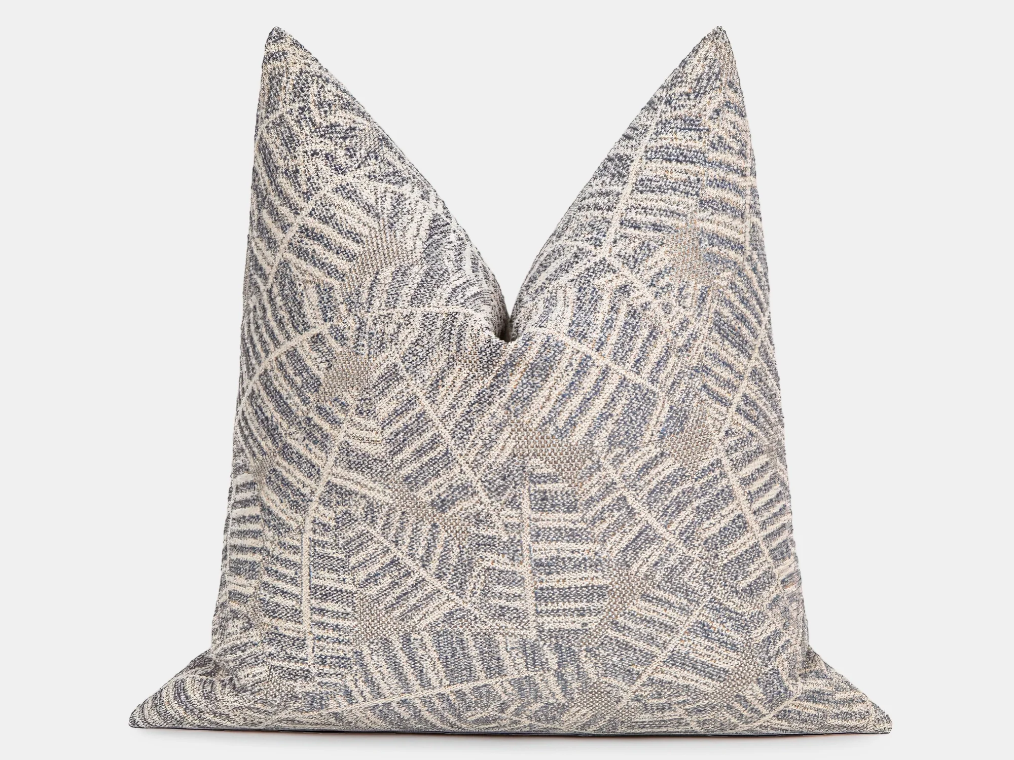 Beige & Dusty Blue Woven Pillow Cover