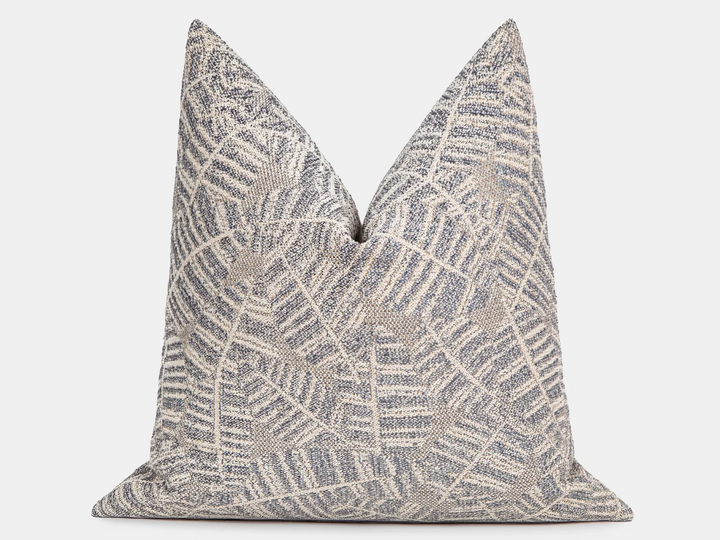 Beige & Dusty Blue Woven Pillow Cover