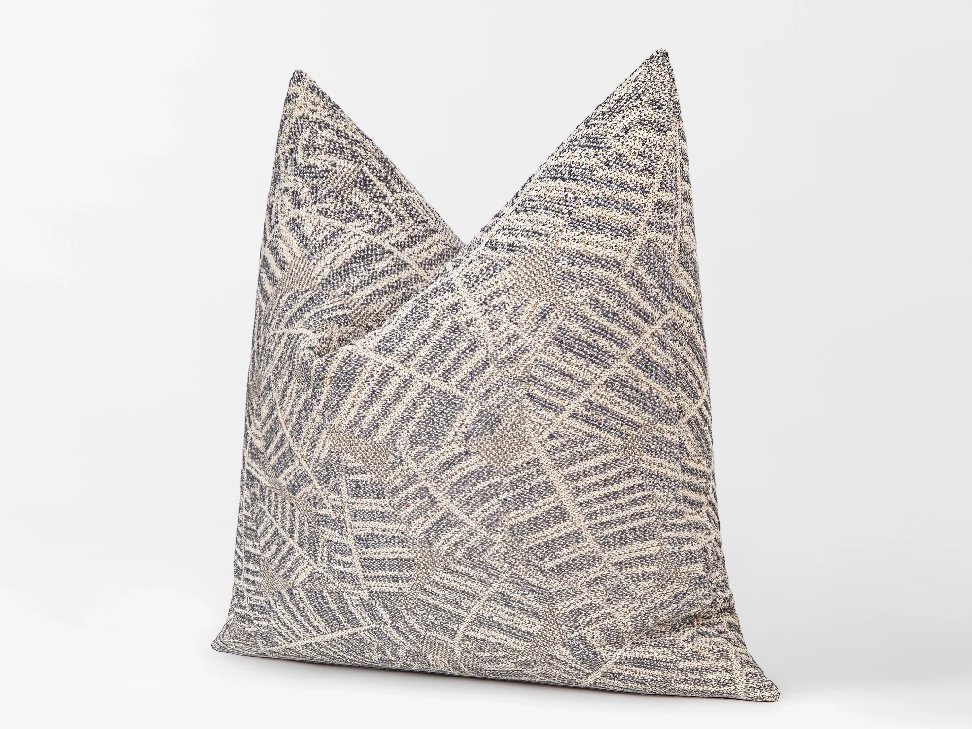Beige & Dusty Blue Woven Pillow Cover