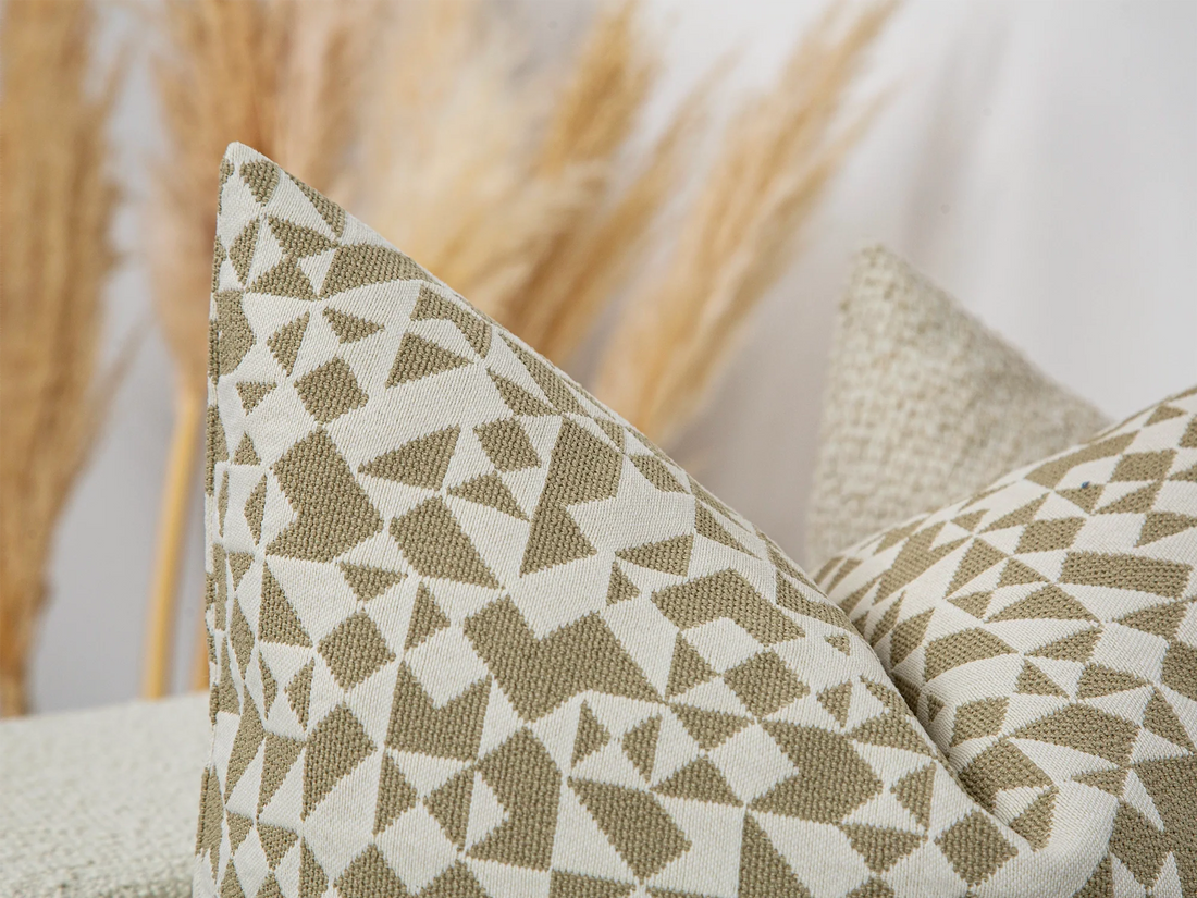Taupe Beige Geometric Pillow Cover