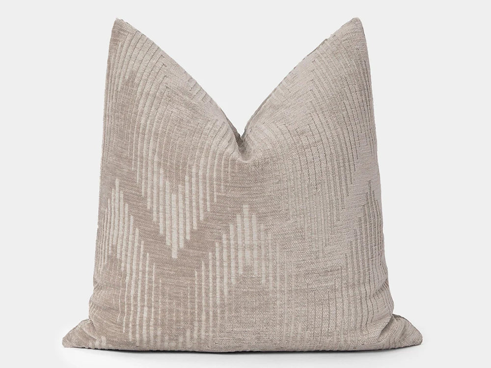 Beige Chevron Textured Pillow Cover