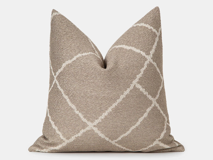 Beige Geometric Woven Pillow Cover