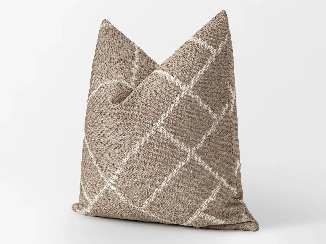Beige Geometric Woven Pillow Cover