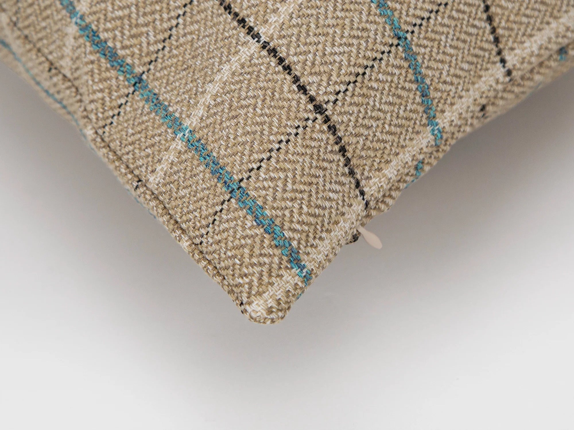 Beige Plaid Pillow Cover