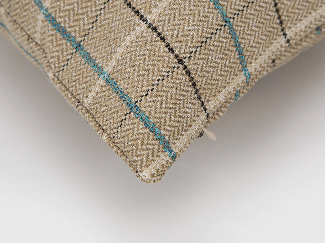 Beige Plaid Pillow Cover