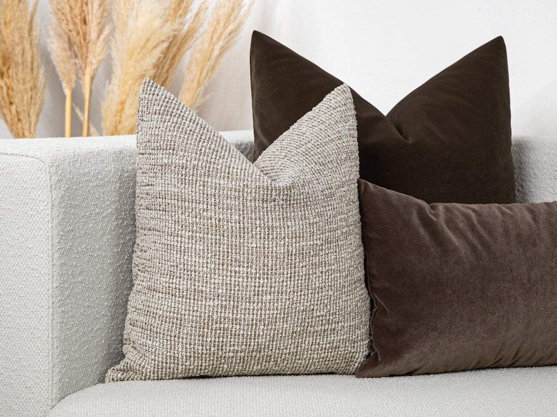 Beige Boho Textured Pillow Cover