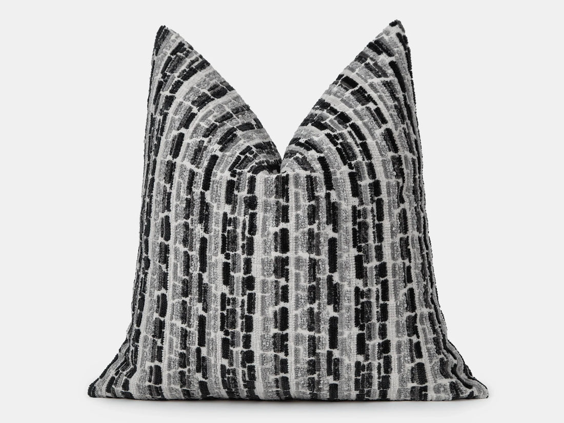 Black and Gray Textured Throw Pillow Cover