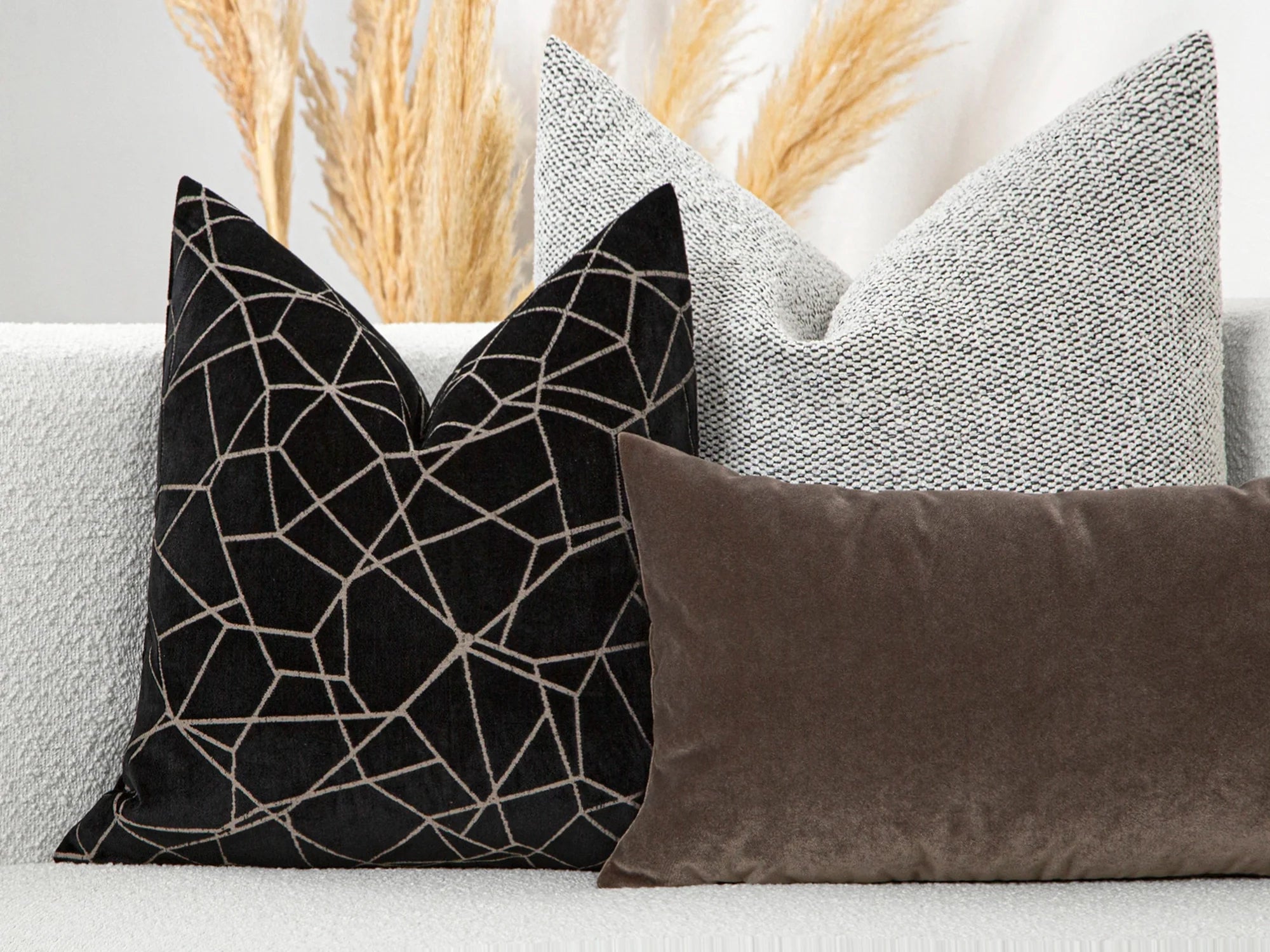 Black Textured Velvet Pillow Cover - Astral