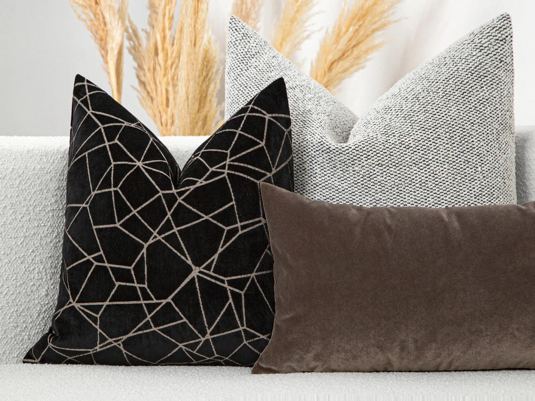 Black Textured Velvet Pillow Cover - Astral