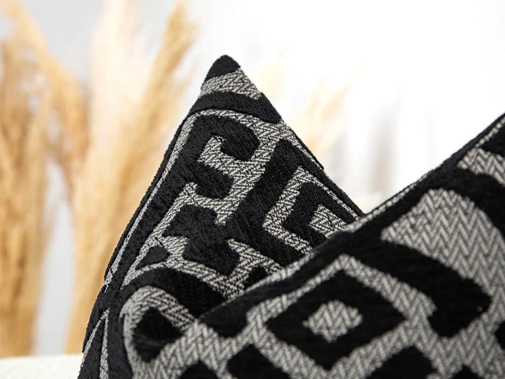 Black Ethnic Pillow Cover - Textured & Rustic