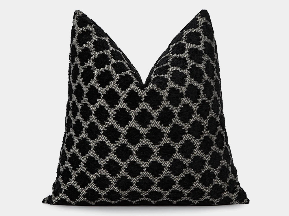 Black Dotted Textured Pillow Cover
