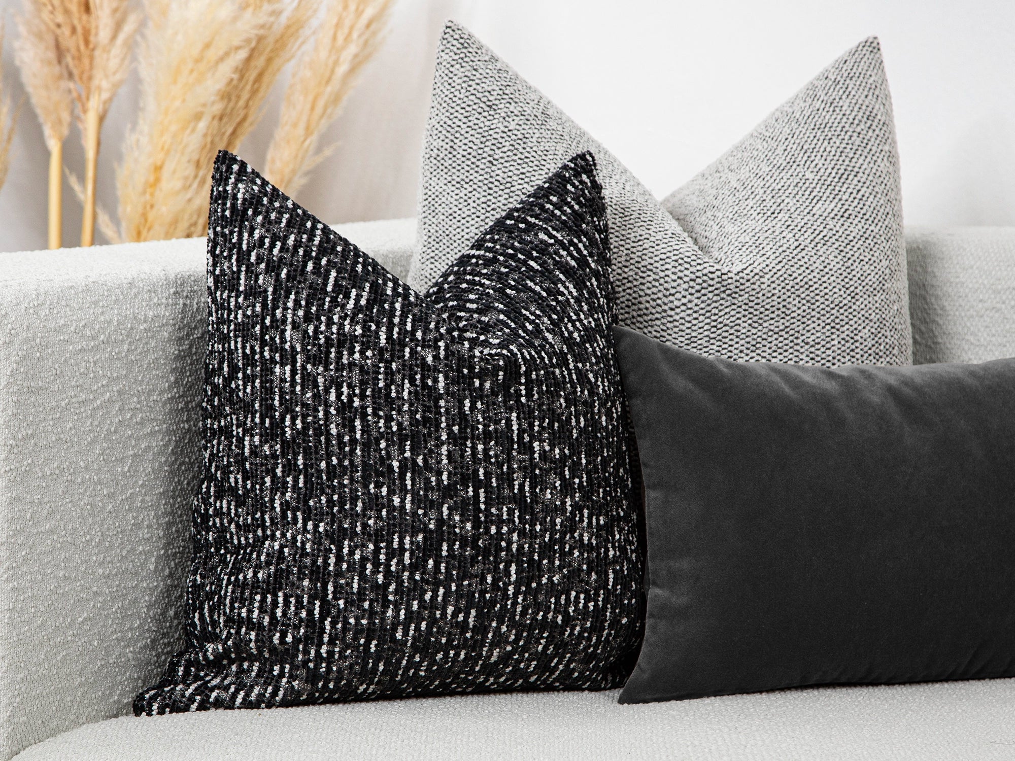 Black Textured Pillow Cover