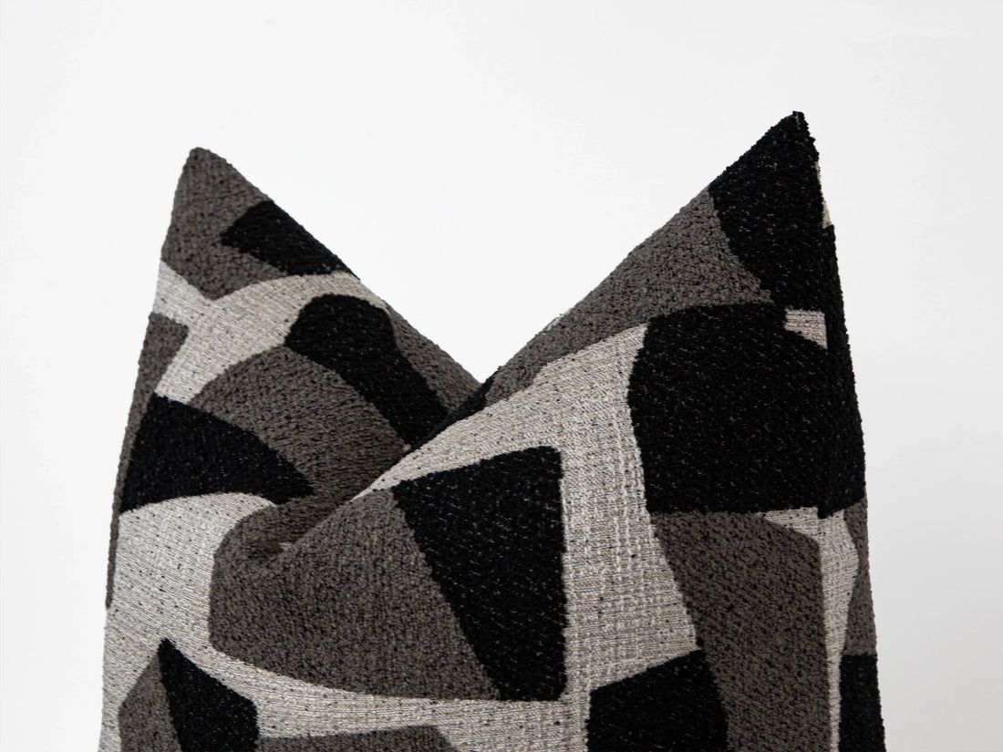 Black Geometric Textured Pillow Cover