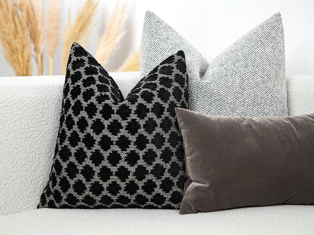 Black Dotted Textured Pillow Cover