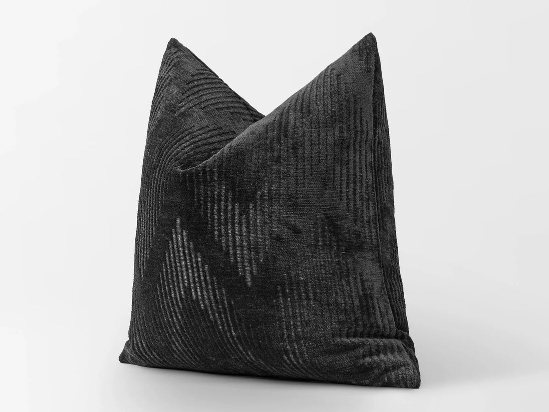 Charcoal Chevron Textured Pillow Cover