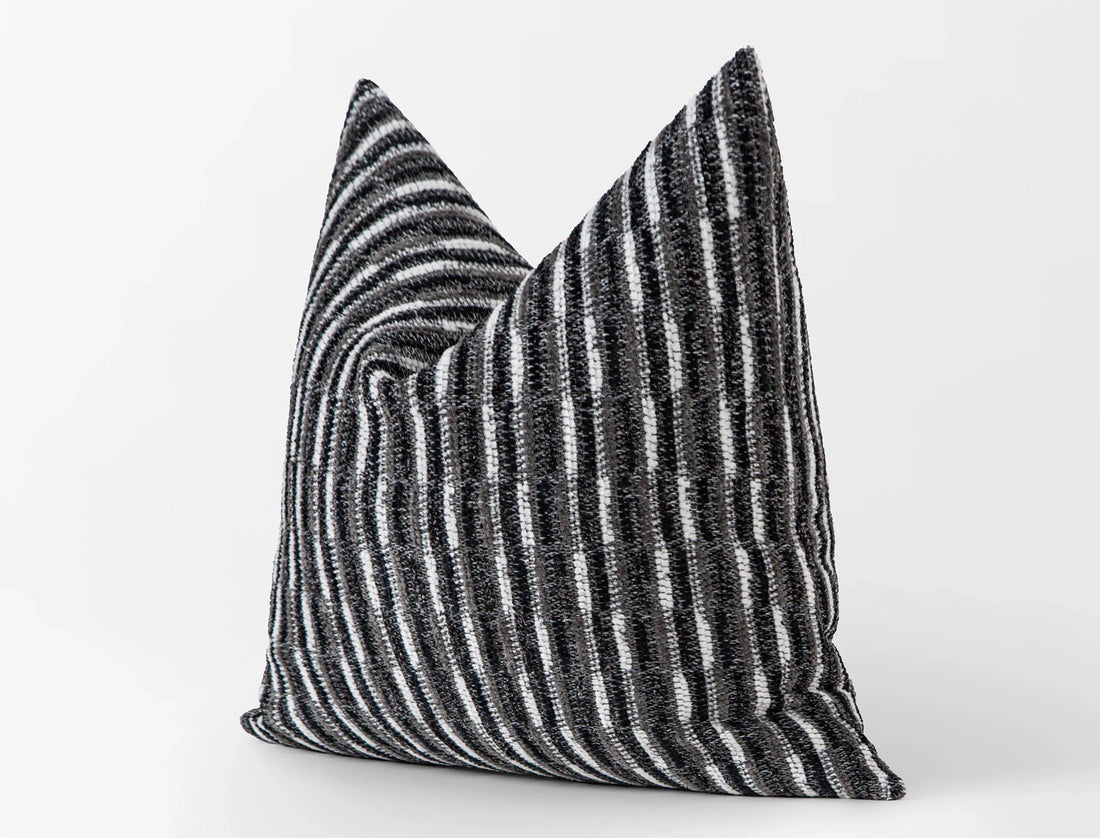Black Dash Stripe Textured Pillow Cover