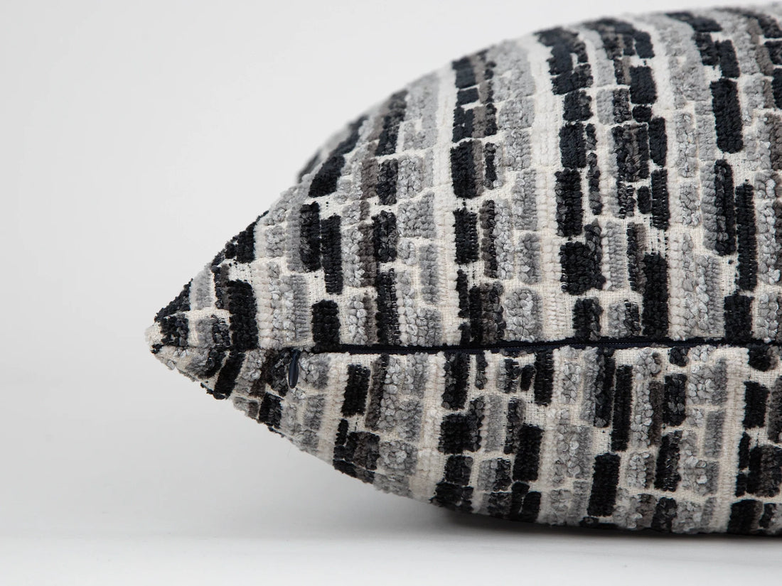 Black and Gray Textured Throw Pillow Cover