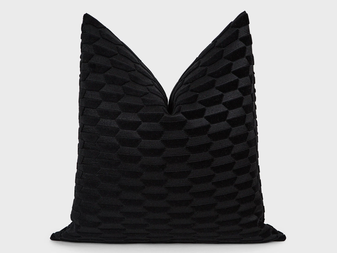 Black Textured Cut Velvet Pillow Cover