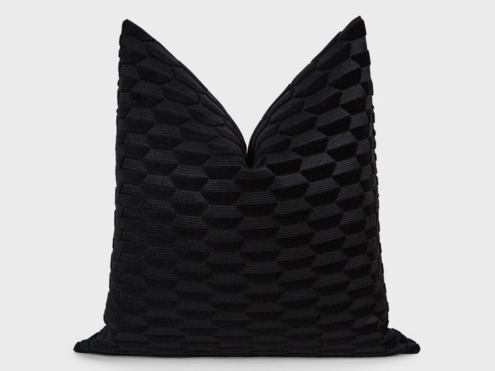 Black Textured Cut Velvet Pillow Cover