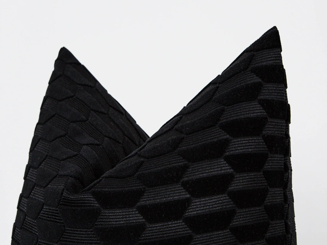 Black Textured Cut Velvet Pillow Cover