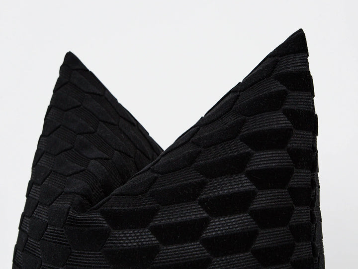 Black Textured Cut Velvet Pillow Cover