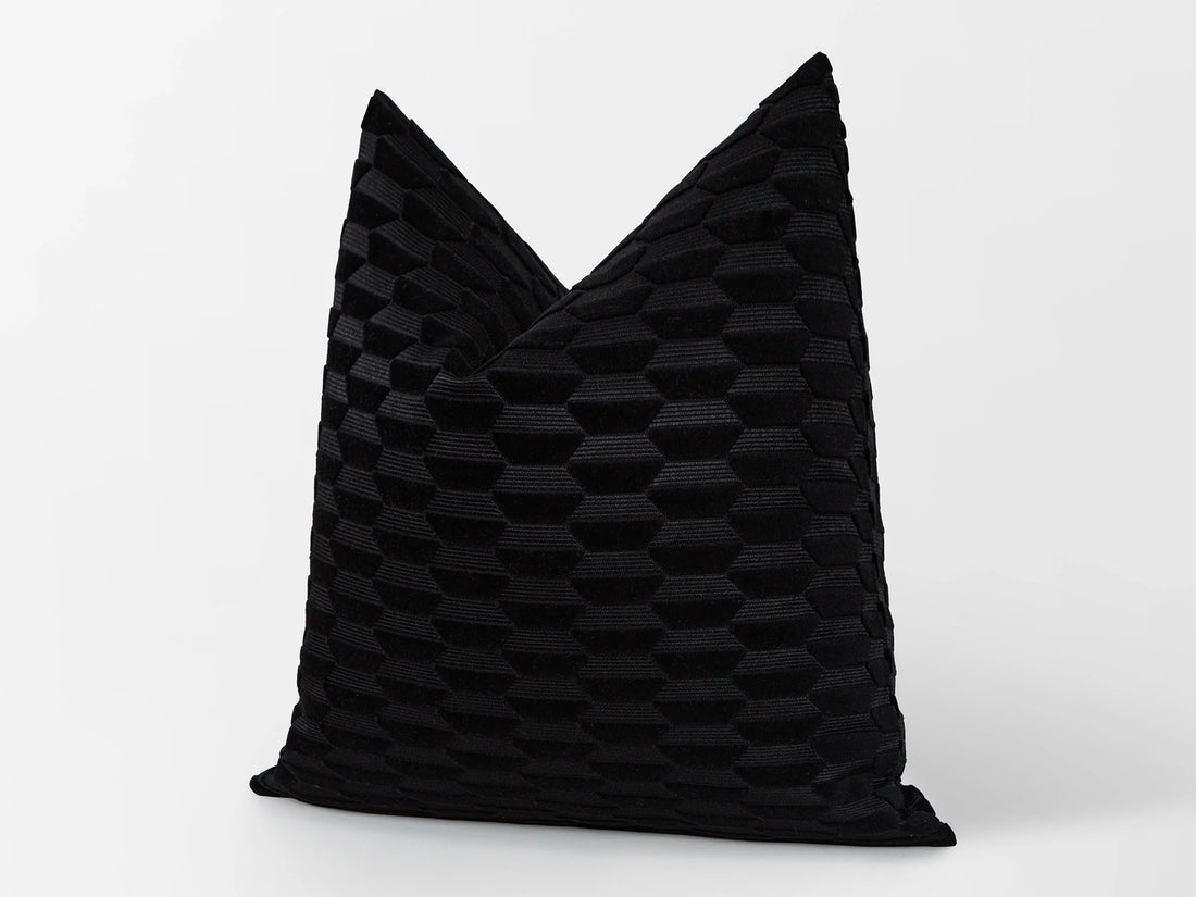 Black Textured Cut Velvet Pillow Cover