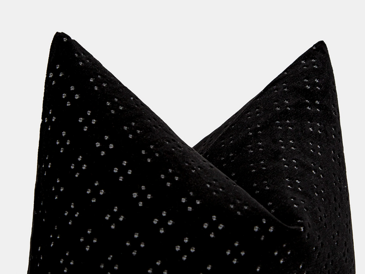 Black Spotted Velvet Pillow Cover
