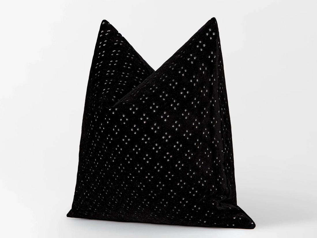 Black Spotted Velvet Pillow Cover