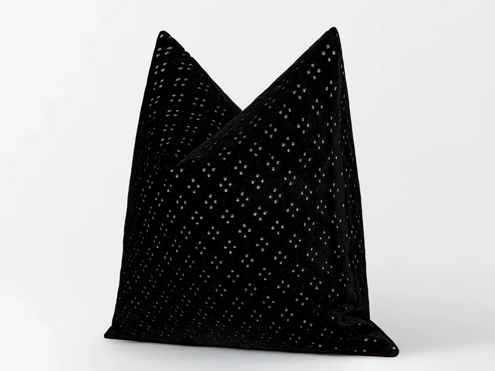 Black Spotted Velvet Pillow Cover