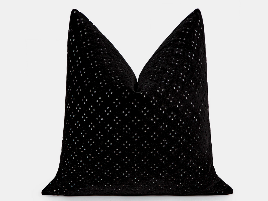 Black Spotted Velvet Pillow Cover