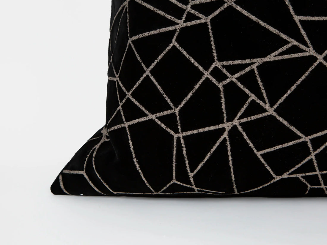 Black Textured Velvet Pillow Cover - Astral