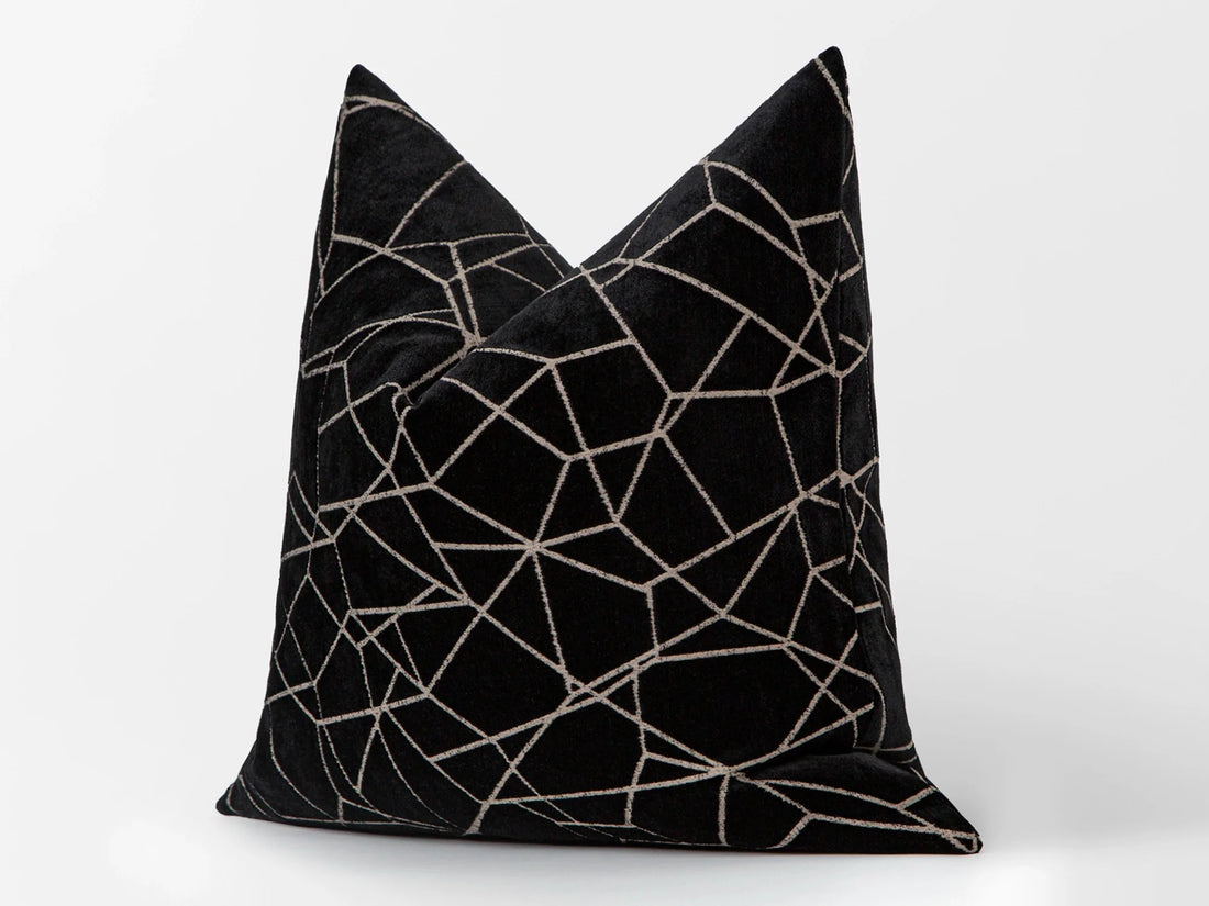 Black Textured Velvet Pillow Cover - Astral