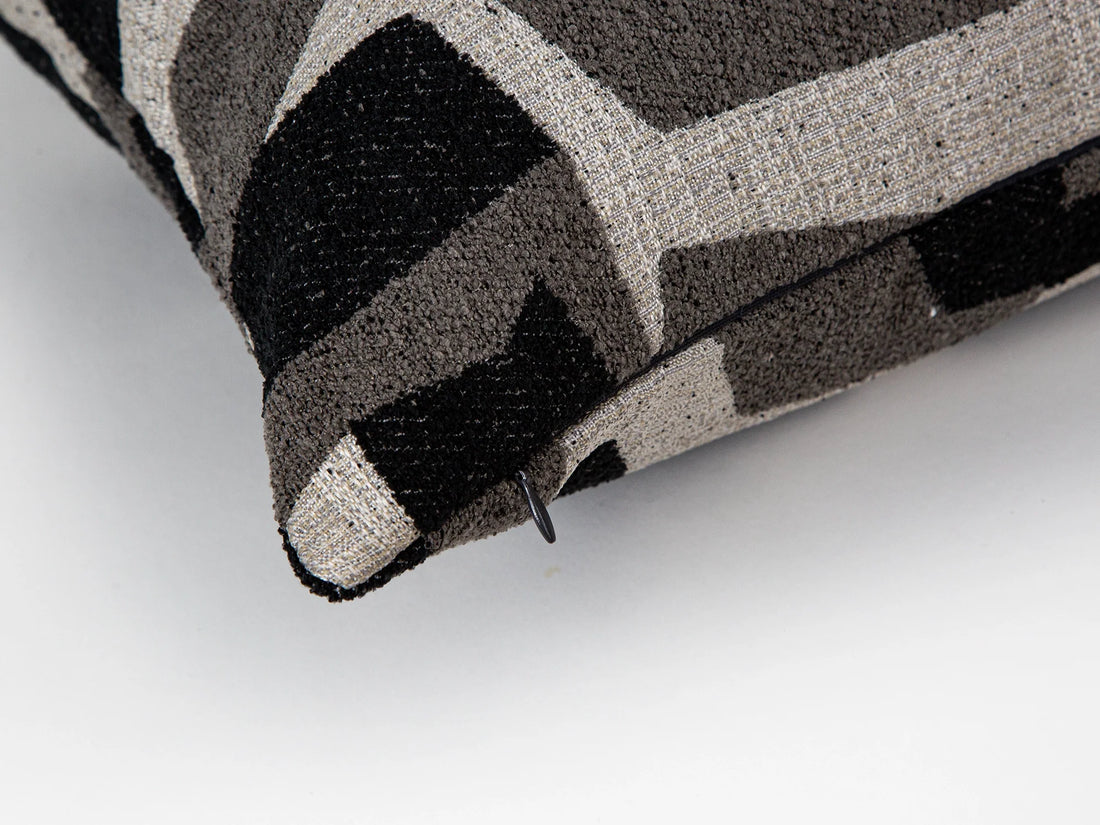 Black Geometric Textured Pillow Cover