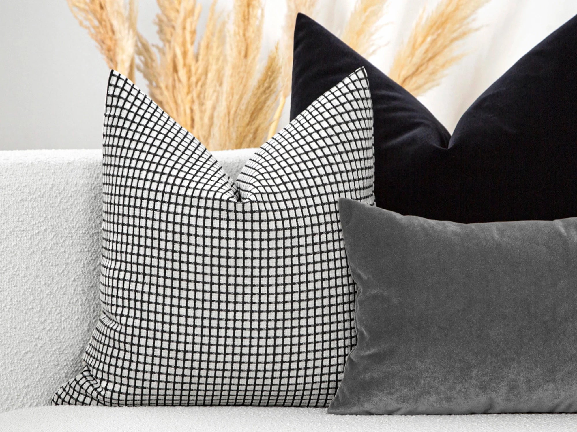 Off White and Black Woven Pillow Cover