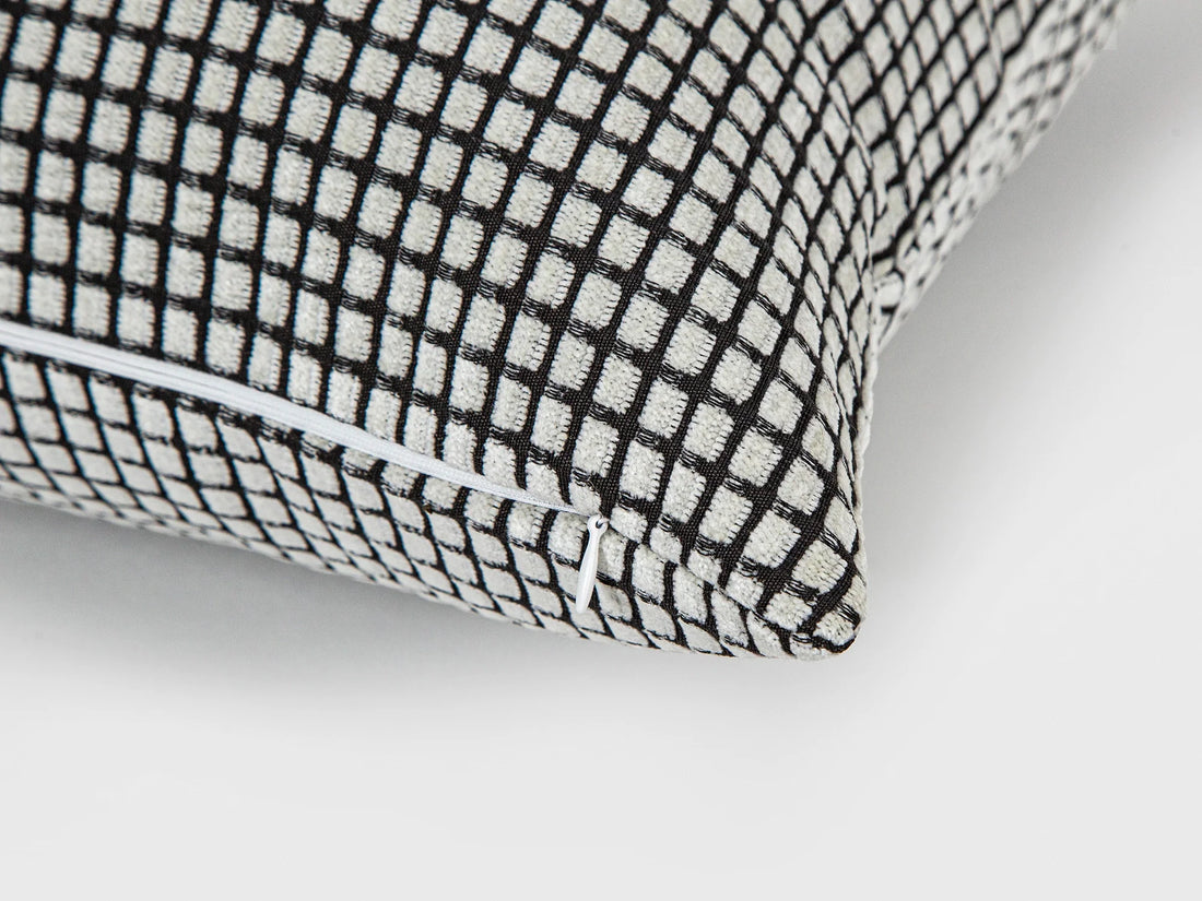 Off White and Black Woven Pillow Cover